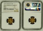 Germany Deutschland Hessen Darmstadt Gold 5 Mark 1877 H Ludwig IV. Rare Type USA Unc. NGC MS 61