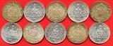 Brandenburg-Preussen 30 Mark (10 x 3 Mark) 1908 bis 1912 A Lot Kursmuenzen Kaiser Wilhelm II ss- bis ss+ (bitte Bild ansehen)