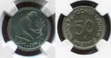 BUNDESREPUBLIK DEUTSCHLAND FRG 50 Pfennig 1950 G Bank Deutscher Länder, selten Variety Mint Error Mule Fehlprägung NGC MS 64