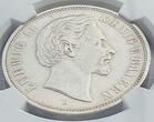 Kaiserreich Bayern, Bavaria 5 Mark Silber Kursmünze 1876 D König Ludwig II. NGC AU 50