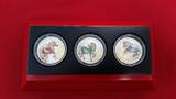 Ruanda, Rwanda 3 x 500 FRW Silbermünzen 2014 Jahr des Pferdes - Außergewöhnliches Set - Year of the Horse - Coins with original packaging