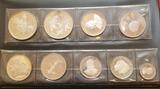 Guinea Guinee 2 x 500, 4 x 250, 2 x 200, 1 x 100 Francs 1969 Olympische Spiele München, Vogeltanz, Weltraumfahrt Apollo Kennedy etc.. Proof with original Folder and COA