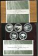 Neuseeland, New Zealand 5 X 1 Dollar Silbermünzen, je 1 oz Silber 2004 - 2008 Premium Silver Dollar Proof Set Kiwi Auflage 500 Sätze Rar Proof with original packaging