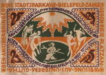 Deutsches Reich Bielefeld Notgeld 25 Mark X 15 Notgeld BIELEFELD, Stadtsparkasse, 25 Mark, 02.04.1922 uncut sheet