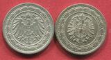 Kaiserreich Deutschland German Empire 2 x 20 Pfennig 1888 1892 A Kleiner Adler Großer Adler Circulation Coins Both Types USA low ef