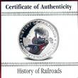 Liberia 5 Dollar Silbermünze mit Farbauflage 2011 HISTORY OF RAILROADS - Sharp Stewart No.148 Polierte Platte in Viereckkapsel,Etui & Zert.