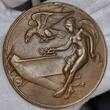 Deutschland Karl Goetz Kaiserreich Bronze Gußmedaille 1914 Nationale Flugspende mit Randpunze As cast