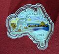 Australien 1 Dollar Silbermünze - 1 oz Silver Coin OVP 2013 Australian Map Shaped Coin - Kangaroo - Känguruh BU colorated (slightly toned) with orig. packaging