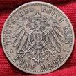 Deutschland Germany Kaiserreich Hessen Darmstadt 5 Mark 1898 A Ernst Ludwig Großherzog 1892 - 1918 USA EF toned not cleaned