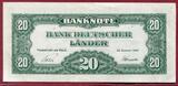 Bundesrepublik Deutschland 20 DM 1949 Bank Deutscher Länder EF/AU pinholes french zone