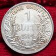 Deutsch Ostafrika DOA German Eastafrica 1 Rupie Silbermünze 1914 J Kaiser Wilhelm mit Adlerhelm unc details Lines cleaned