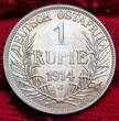 Deutsch Ostafrika DOA German Eastafrica 1 Rupie Silbermünze 1914 J Kaiser Wilhelm mit Adlerhelm unc details Lines cleaned