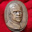 Deutschland Karl Goetz Medaille Kaiserreich Bronze Guß Hochoval 1914 Admiral Graf Spee Seeschlacht bei Santa Maria Chile Hochval Rar fast wie gegossen Braun