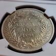Deutsch Neuguinea New Guinea 5 Mark USA NGC Grading 1894 A Paradiesvogel Paradise Bird Neu-Guinea Compagnie NGC AU 58