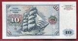 Western Germany FRG Bundesrepublik Deutschland 10 DM Banknote 1980 Gorch Fock Segelschiff Bartloser Mann Lucas Cranach d. Ä. Ersatznote YE Uncirculated