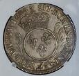 Frankreich France ECU aux Palmes 1695 (9) Rennes Ludwig Louis XIX. 1643 - 1715 Wappen Frankreich Palmwedel Pop 1 NGC in 55 NGC AU 55 overstrike