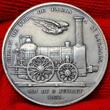 Frankreich France Bronze Medaille Versilbert silvered 1909 Verstaatlichung Eisenbahnlinie Paris St. Germain Chemins de Fer de l
