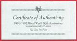 USA 1,50 Dollar 1991-1995 50 Jahre zweiter Weltkrieg proof in capsules w. certificate, orig. packaging