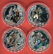 Niue 4 x 1 Dollar Silbermünzen - Victory 1812 Series 2012 200 Jahre Russlandfeldzug - Infanterie, Kavallerie, Generäle & Artillerie Proof colorated with capsules & certificates