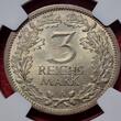 Weimarer Republik Germany Deutschland 3 Mark 1931 A Kursmünze Oak Leaf Eagle Circulation Coin Seltener Typ Scarce NGC MS 63