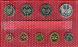 Bundesrepublik Deutschland 10,68 DM, Kursmünzensatz mit 5 DM Silberadler 1973 G Karlsruhe Spiegelglanz /in Original Hartfolie, z. T. angelaufen, siehe Bild