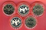 Russland Russia 5 x 2 Rubel Roubles Lot - je 1/4 oz Silber 1994 Gogol, Krylov, Bazhova, Repin & Uschakow - Persönlichkeiten - Konvolut Proof (slightly toned) with capsules