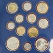 Italy Italien Kursmünzenstz KMS Coin Set 12 Coins 1 - 1000 Lire 2000 500 Flotte und 1000 Lire Silber 400. Todestag Giordano Bruno Uncirculated with original Folder