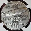 Germany Deutschland Karl Götz Medaille Bronze Medaille Versilbert silvered 1938-DATED Graf Zeppelin 100. Geburtstag Birthday Christening Taufe LZ 130 NGC MS 62
