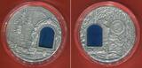 Niue Island 2 Dollar Silbermünze 2012 Crystal Art - The Secrets of Lichtenstein mit blauem Glas Inlay Antique Finish with box, carton & coa
