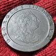 England Großbritannien United Kingdom 2 Penny Pence Cartwheel Type 1797 George III. Planchet flaw at edge EF matte patina min edgenicks