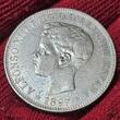 Philippinen Philippines 1 Peso Piso 1897 Alfonso XIII. Ef/AU cleaned Small Scratches