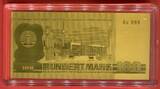 DDR 0,5 Gramm Goldnote 1975 100 Mark Banknote - Karl Marx - Straße Unter den Linden Gold with plastic capsule
