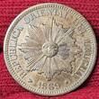 Uruguay 4 Centesimos 1869 Sonne Sun USA EF min scr. spots