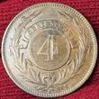 Uruguay 4 Centesimos 1869 Sonne Sun USA EF min scr. spots