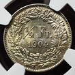 Schweiz Switzerland 1/2 Franken 1904 B Erhaltung ! Pop 1 in MS 65 by NGC only one finer NGC MS 65