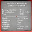 Niue 5 New Zealand DOLLARS Neuseeland 2016 Californian Gold Rush 1848 Antique Finish Matte with original packaging