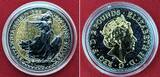United Kingdom, Großbritannien 2 Pfund Pounds Silbermünze - 1 Unze Silber 2016 Gold Shadows - Britannia Shadows BU black rhuthenium & 24 kt gold with box & coa
