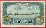 Deutschland Germany Memel Memelgebiet 100 Mark 1922 Börse Hafen Stadtansicht WZ Watermark Konturen Ketten Chains Cityscape Port Almost uncirculated 1 bug