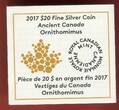 Kanada 20 Dollars Silbermünze 2017 Ancient Canada Ornithomimus Antique finisch in Rahmen m. Zertifikat, Box & Plastikschuber; OVP