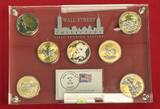 USA, Kanada, China, Australien, Somalia, Gabun 5 x 1 Unze Silber, 1 x 30 g 2019 Wallstreet Collection - The First Rhodium Edition Gilded in glass-case with box, bag & carton