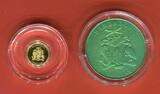 Barbados 1 Dollar Goldmünze & 10 Dollars Titanmünze 2020 First Titanium Panda Collection BU/ Prooflike colorated with box & coa