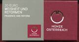 Österreich 20 Euro Silbermünze 2018 Weisheit und Reformen - Prudence and Reform Proof in Kapsel mit Zertifikat, Box & Umkarton; OV