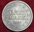 Weimarer Republik Deutsches Reich 3 Mark Silber Kursmünze 1924 A Kursmünze Drei ausgeschrieben unc. matte