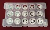 China Volksrepublik PRC 15 x 10 Yuan Silbermünzen 2016 Panda 30g mit original Sheet BU with capsules & plastic box