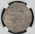 Spain Spanien 8 Reales (1556-98)S Philipp II. 1555 - 1598 Cob Coin Sevilla Mint Pop 1 in 58, only 4 finer NGC AU 58
