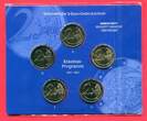 BRD 5 x 2 Euro Gedenkmünzen 2022 A,D,F,G,J 35 Jahre Erasmus-Programm unc, original packaging