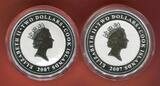 Cook Islands, Cook Inseln 2 Dollar Silbermünze - 1 oz Proof Fine Silver Coin 2007 60 Years of Kalashnikov - AK-47 - Gewehr - Sturmgewehr - Assault Rifle Proof colorated with special shaped packaging