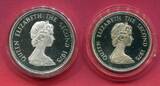 Mauritius 25 Rupien & 50 Rupien Silbermünzen 1975 Turmfalke & Blauer Schwalbenschwanz proof in capsules