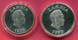 Sambia 5 Kwacha & 10 Kwacha Silbermünzen 1979 Moorantilope & Taitafalke proof in capsules