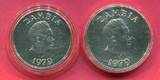 Sambia 5 Kwacha & 10 Kwacha Silbermünzen 1979 Antilope & Taita-Falke BU in capsules